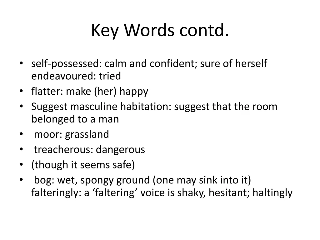 key words contd