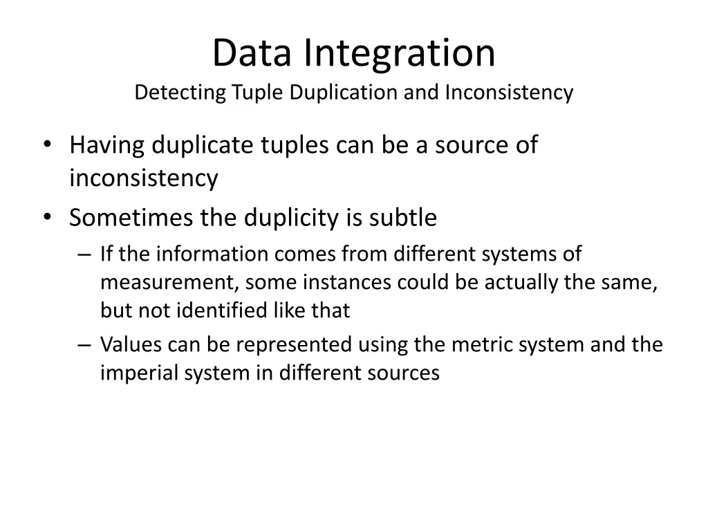 data integration detecting tuple duplication