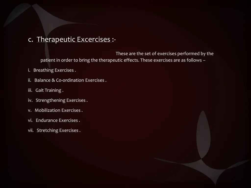 c therapeutic excercises