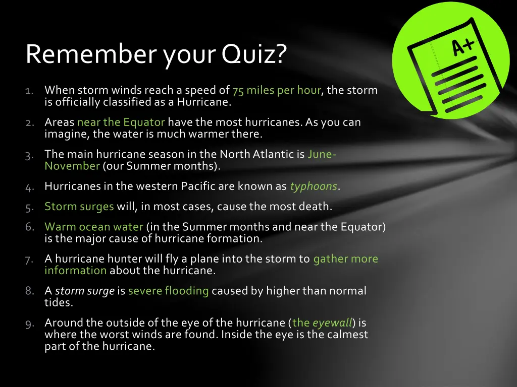 remember your quiz