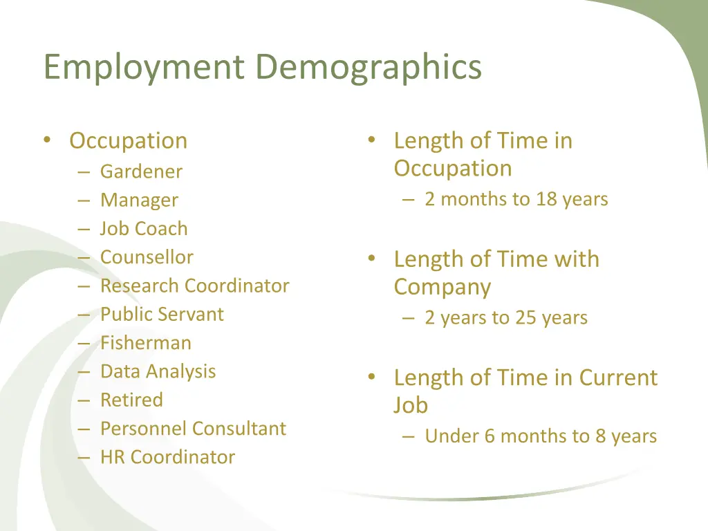 employment demographics