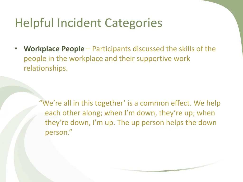 helpful incident categories 7