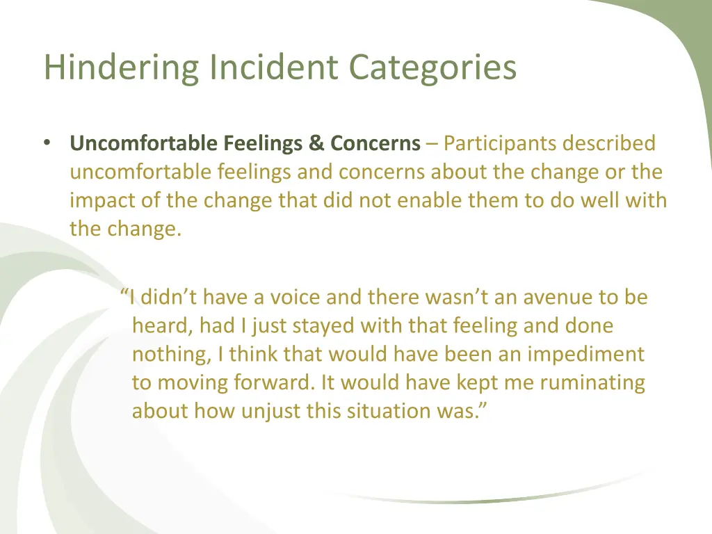 hindering incident categories 1