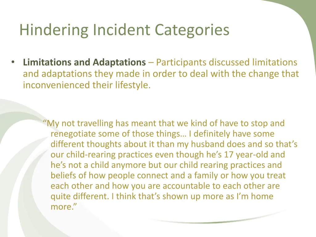 hindering incident categories 2