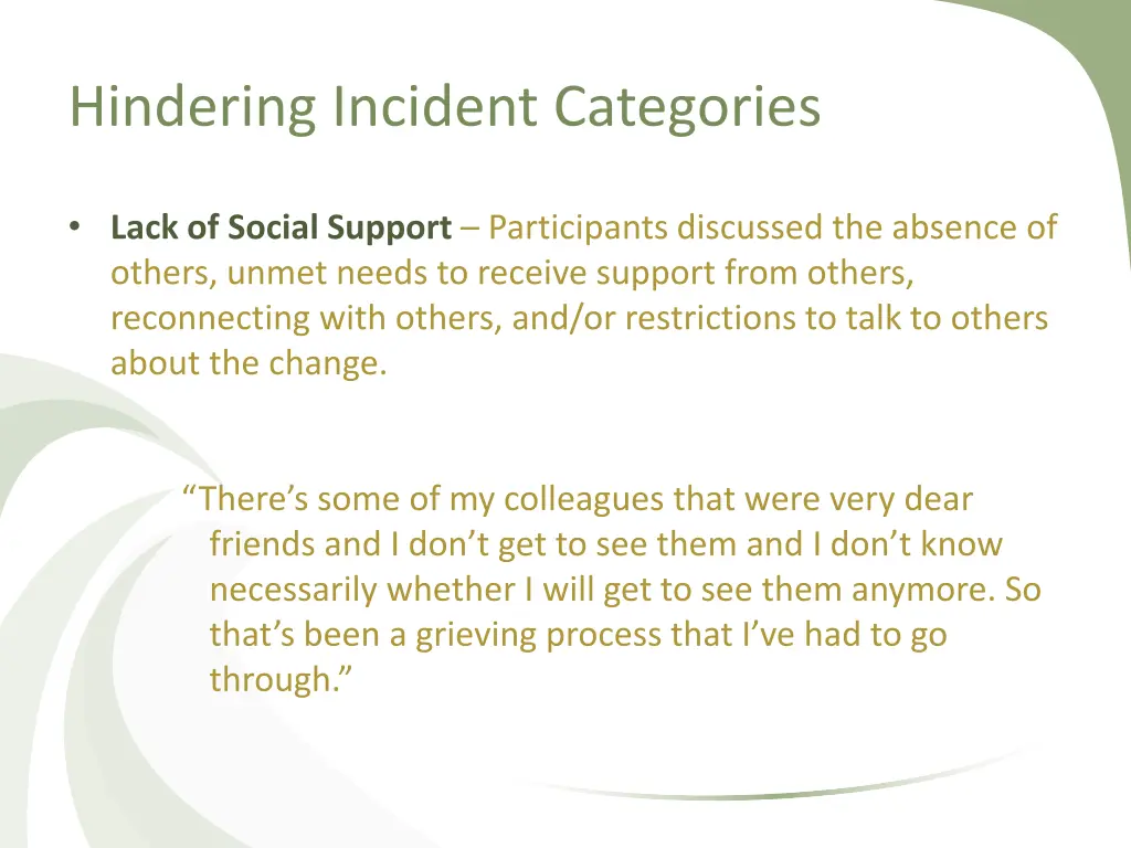 hindering incident categories 7