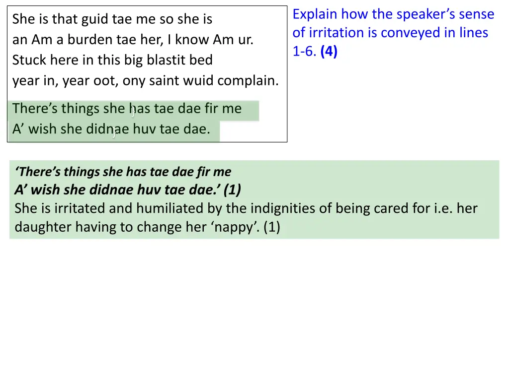 explain how the speaker s sense of irritation 1