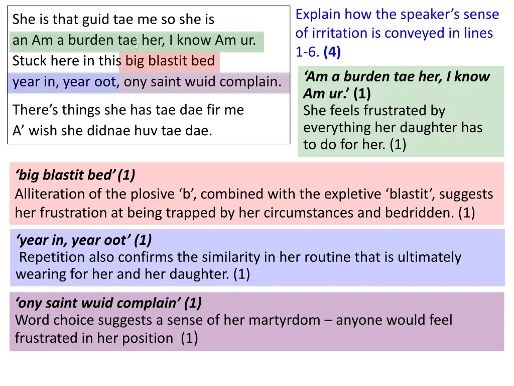 explain how the speaker s sense of irritation