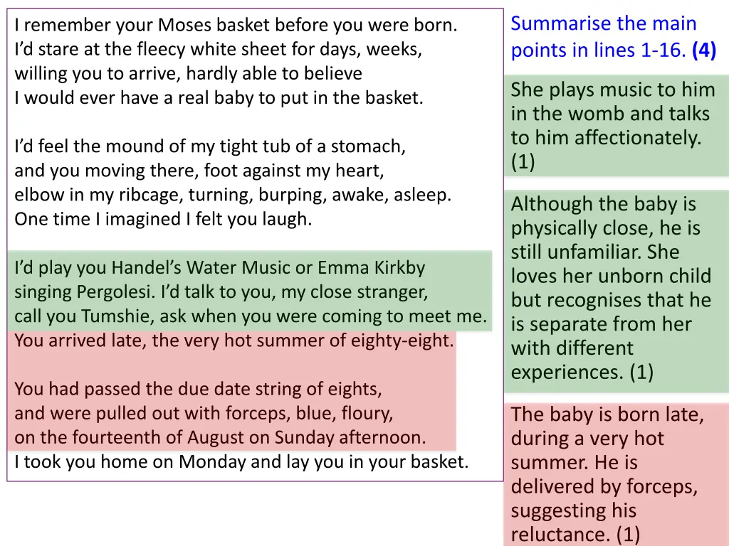 summarise the main points in lines 1 16 4 1