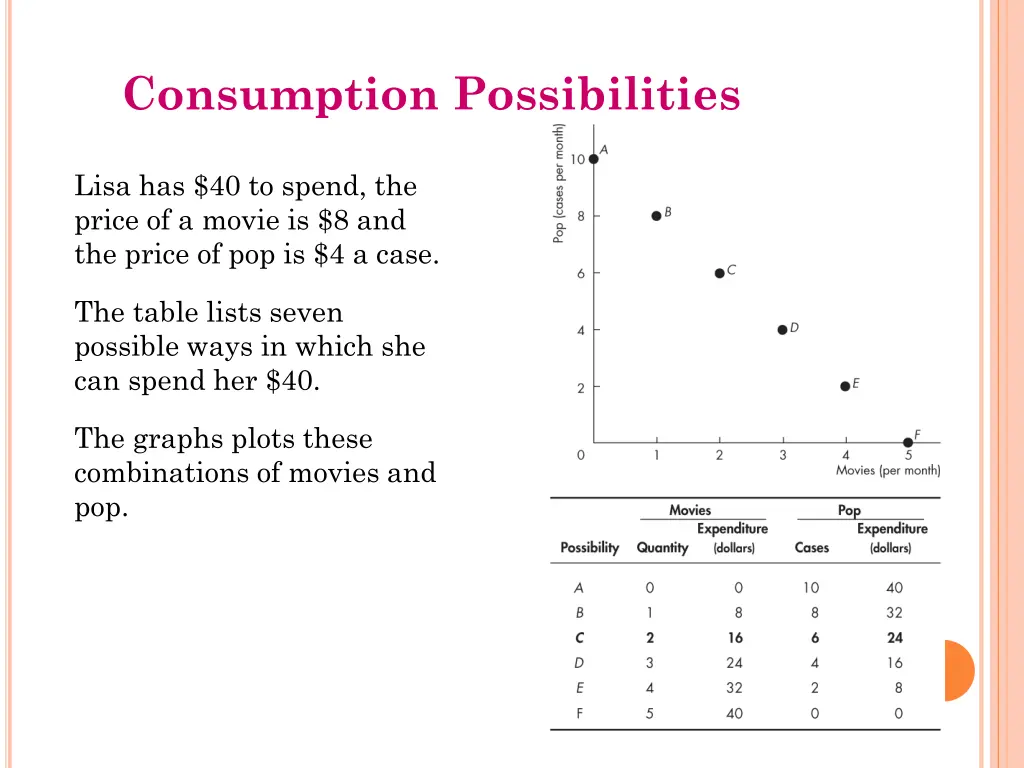 consumption possibilities