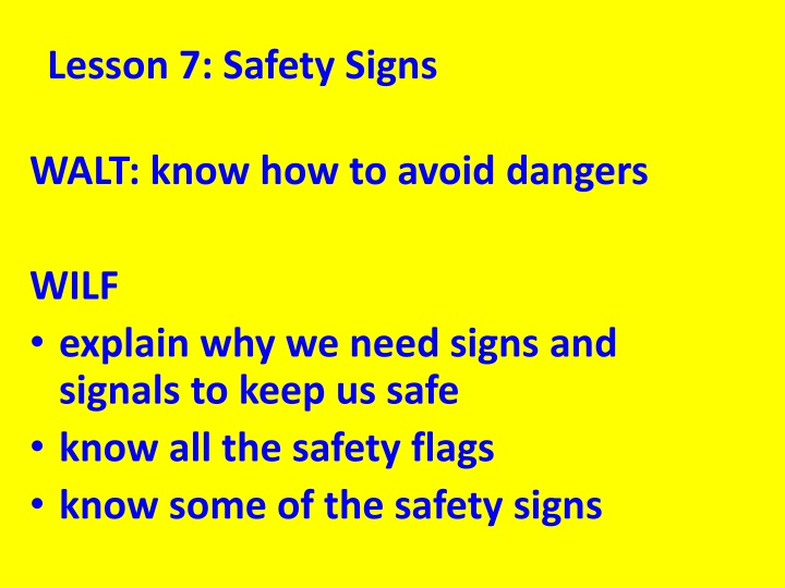 lesson 7 safety signs