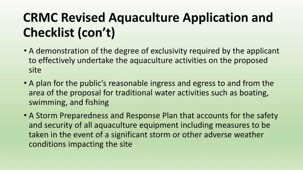 crmc revised aquaculture application 2