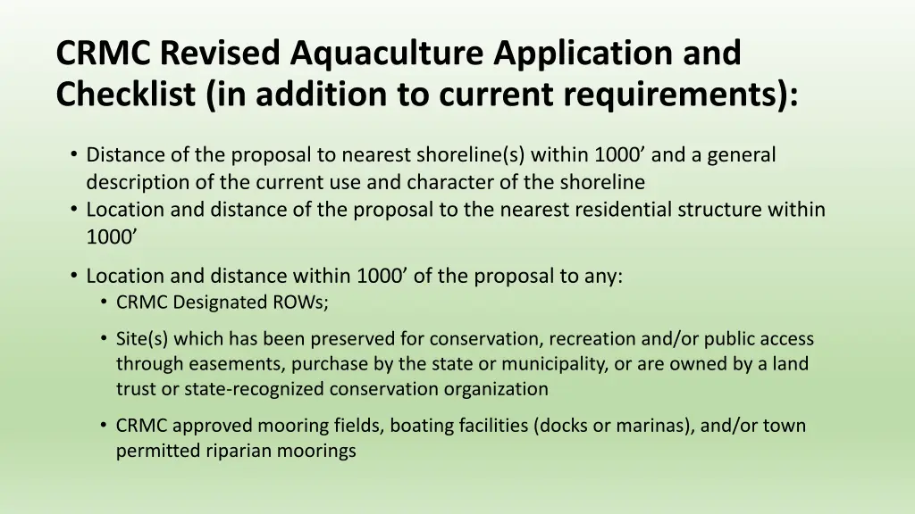 crmc revised aquaculture application