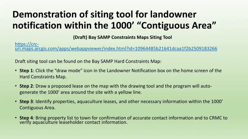 demonstration of siting tool for landowner