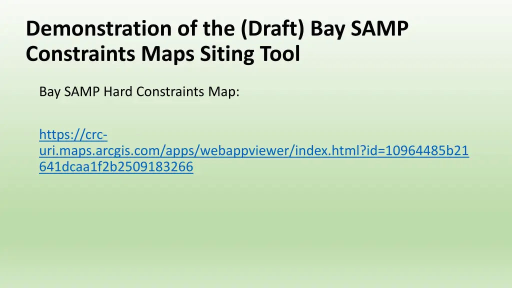 demonstration of the draft bay samp constraints