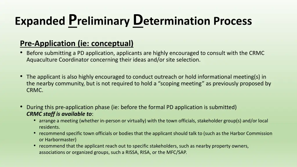 expanded p reliminary d etermination process