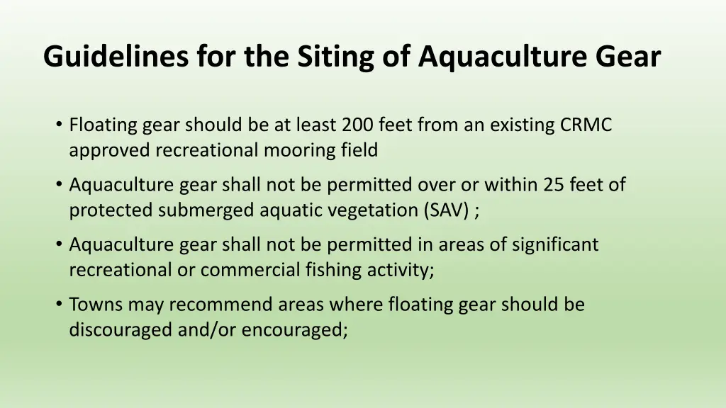 guidelines for the siting of aquaculture gear 2