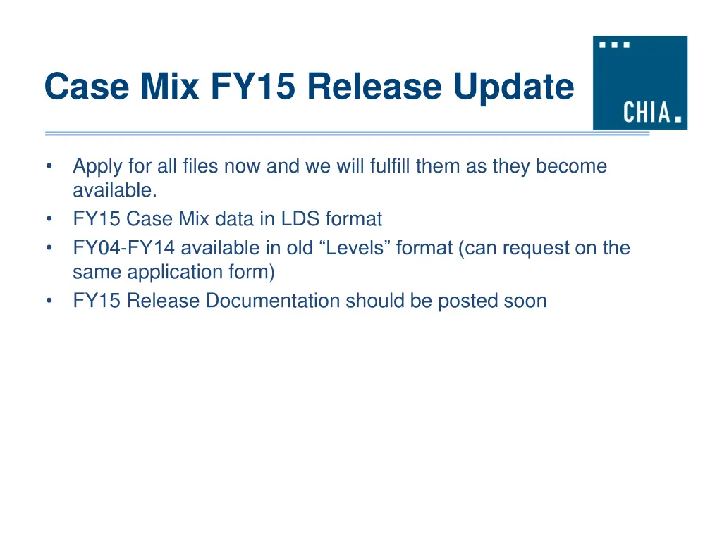 case mix fy15 release update 1