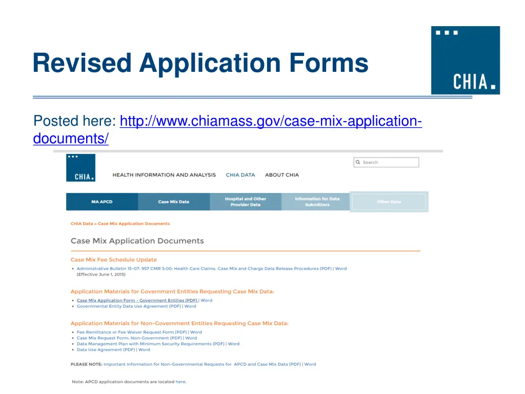 revised application forms