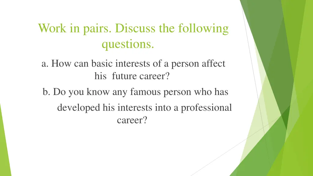 work in pairs discuss the following questions