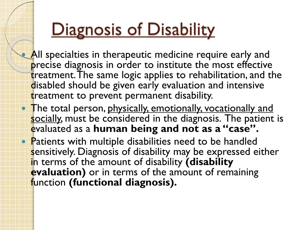 diagnosis of disability