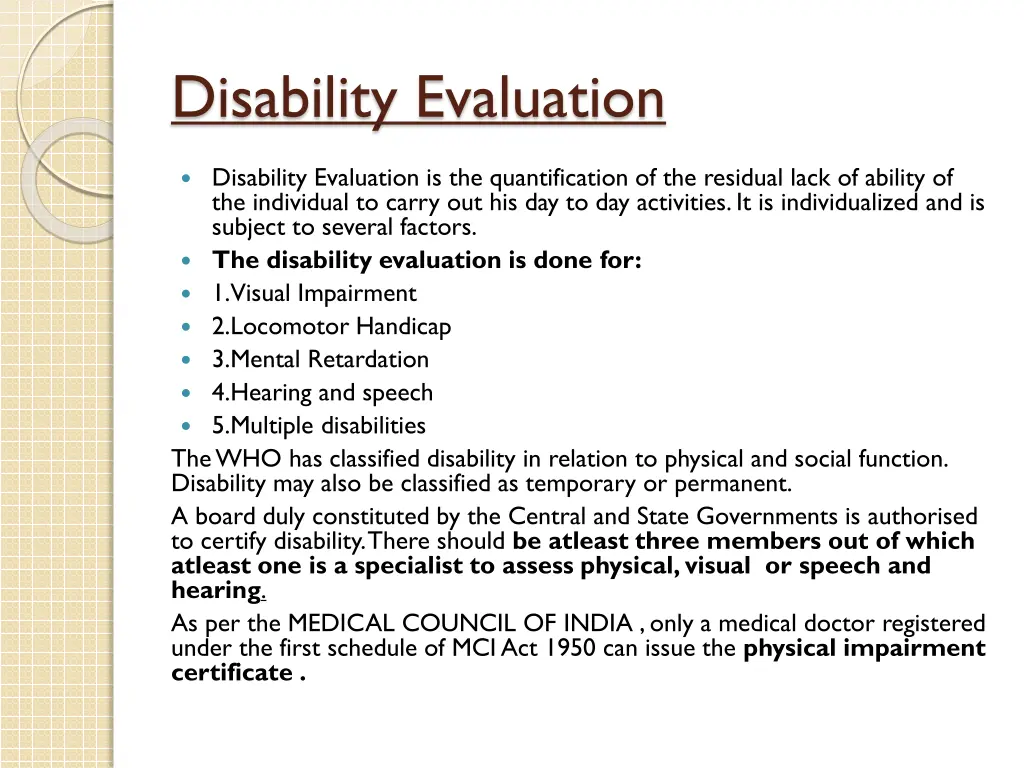 disability evaluation