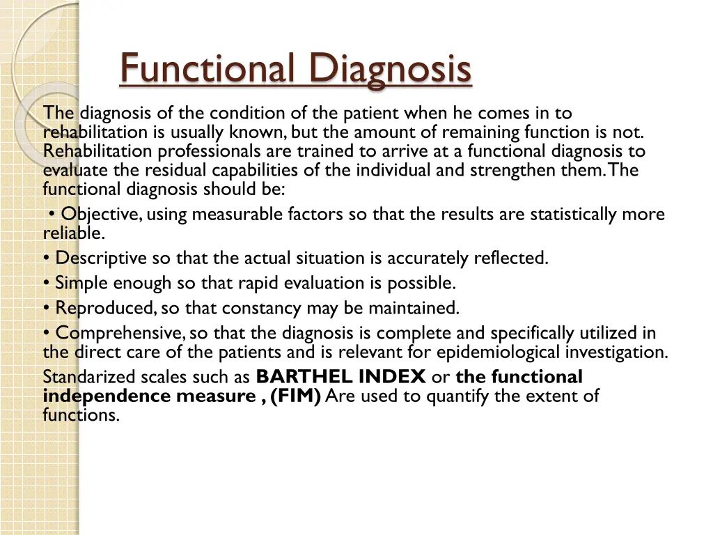 functional diagnosis the diagnosis