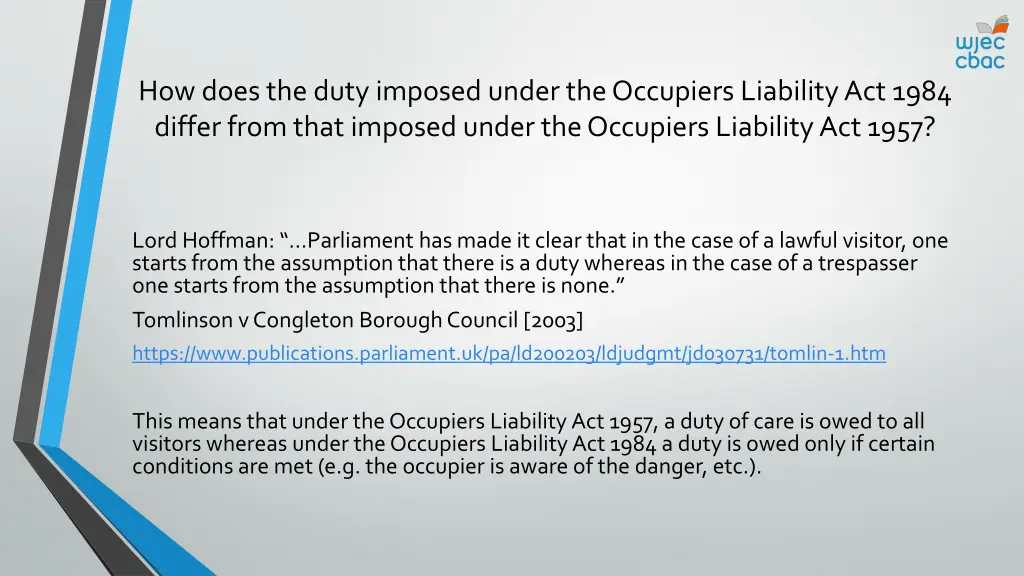 how does the duty imposed under the occupiers 1