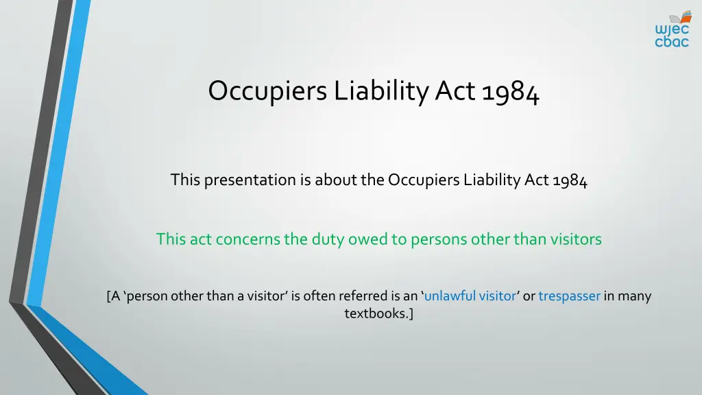 occupiers liability act 1984