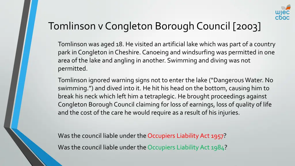 tomlinson v congleton borough council 2003