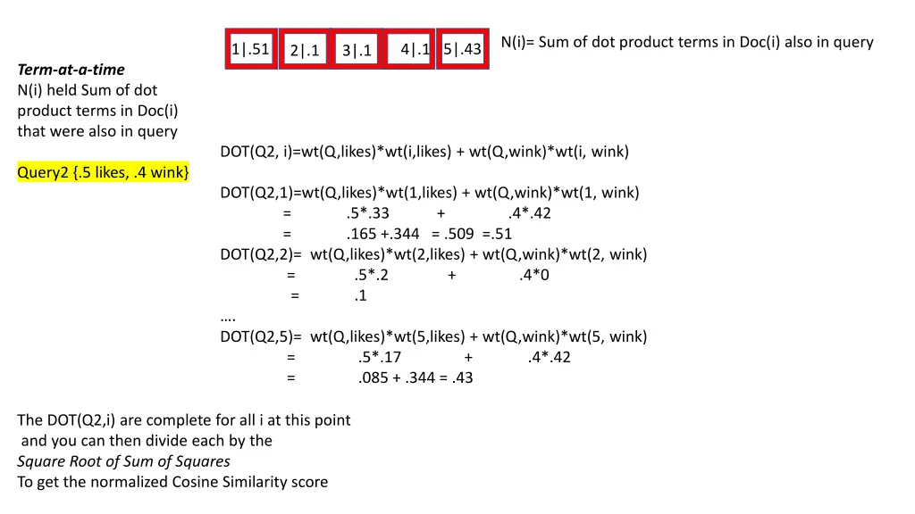 n i sum of dot product terms in doc i also 3