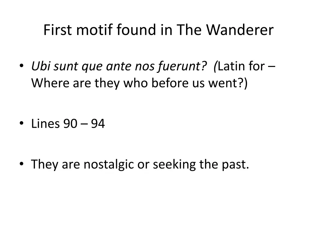 first motif found in the wanderer