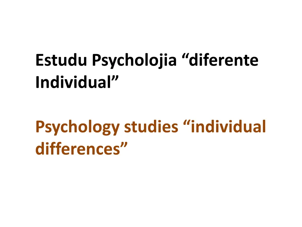 estudu psycholojia diferente individual