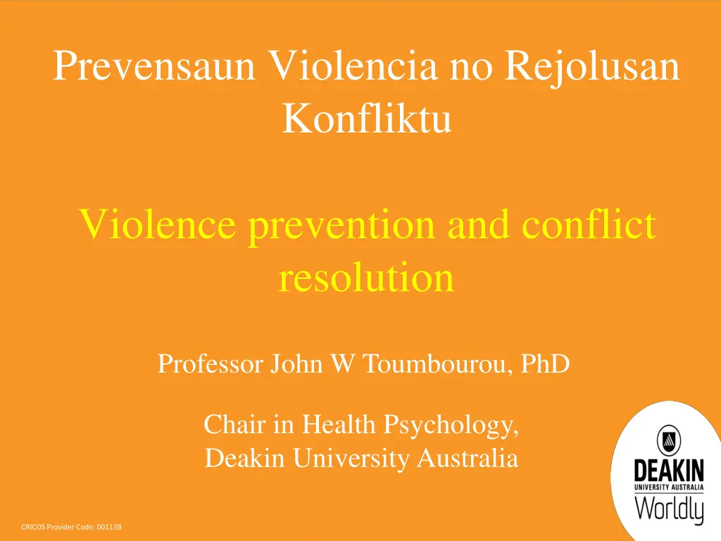 prevensaun violencia no rejolusan konfliktu