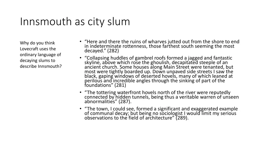 innsmouth as city slum