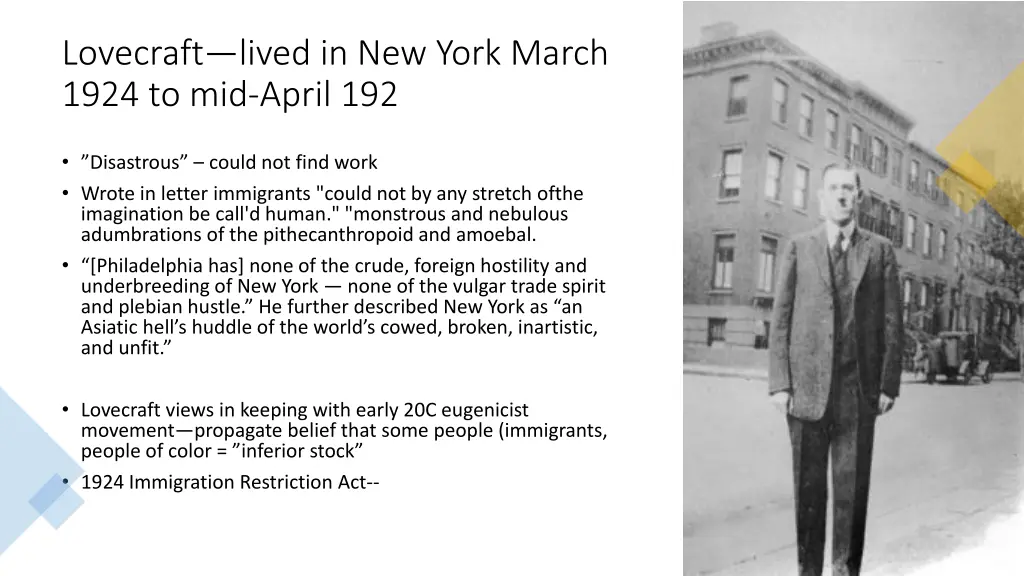 lovecraft lived in new york march 1924