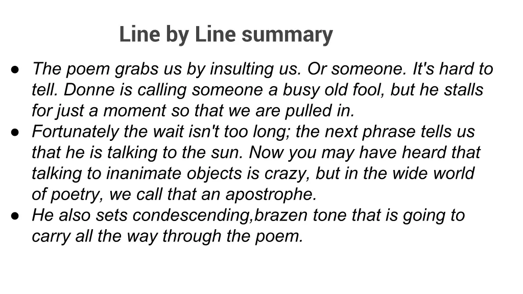 line by line summary