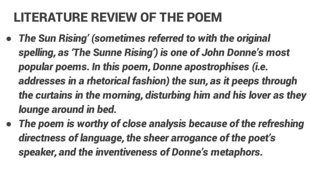 literature review of the poem