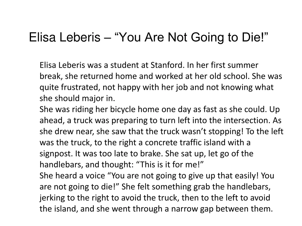 elisa leberis you are not going to die