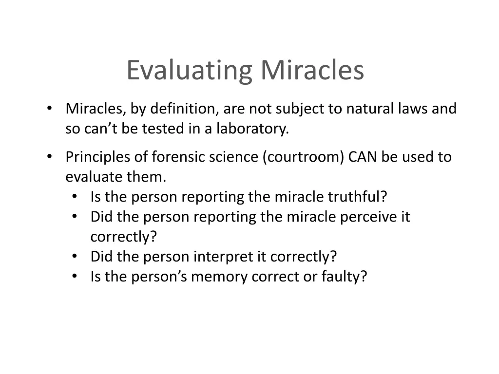 evaluating miracles