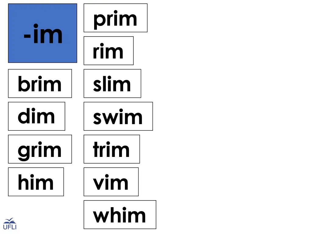 prim rim slim swim trim vim whim