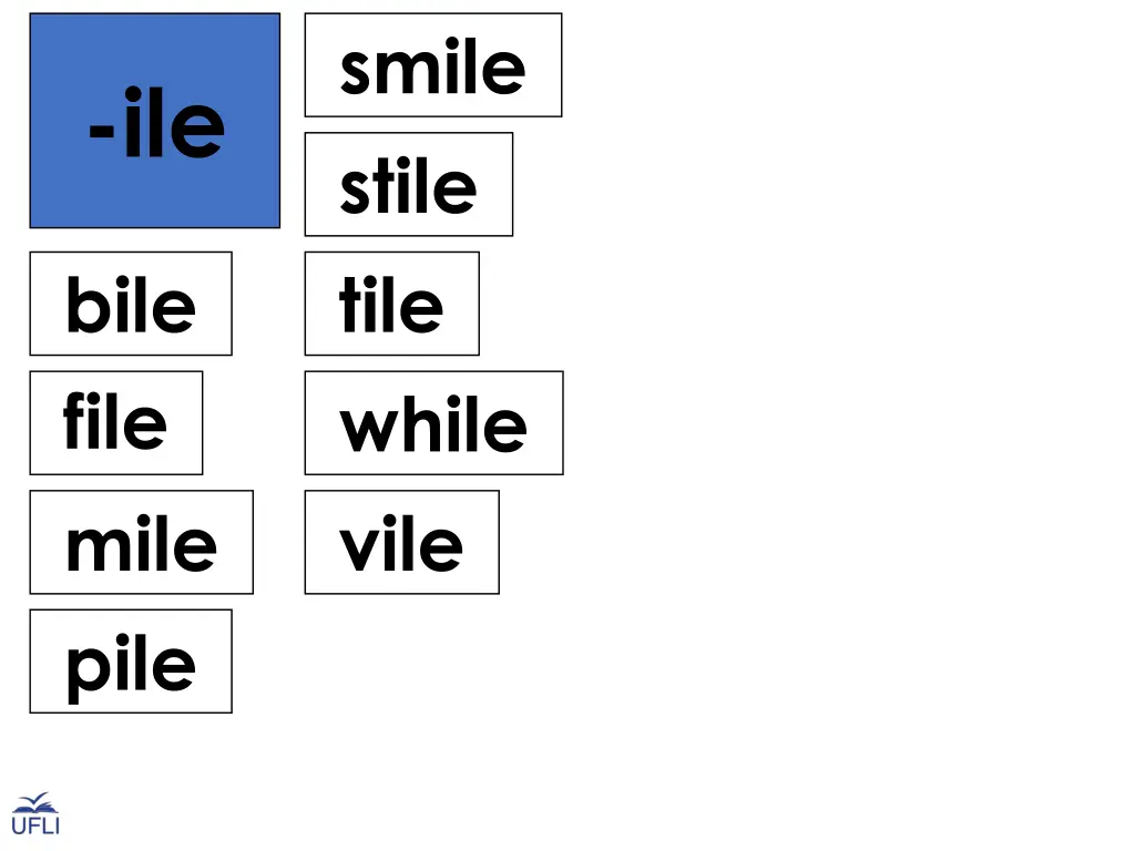 smile stile tile while vile