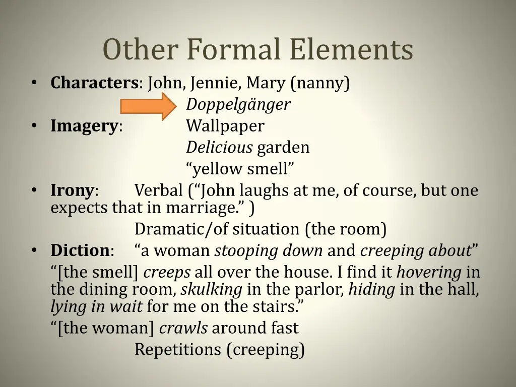 other formal elements characters john jennie mary