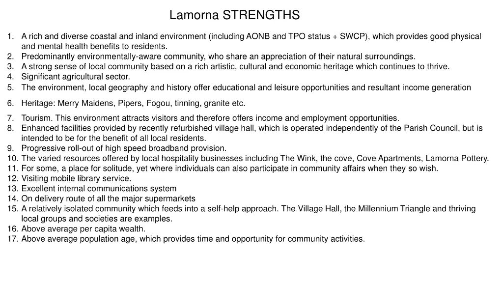 lamorna strengths