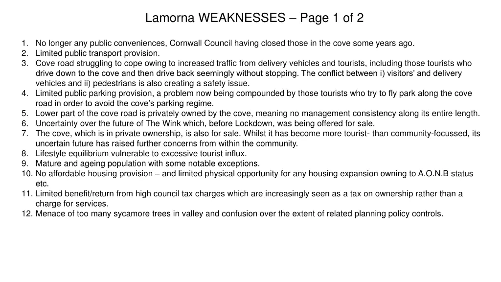 lamorna weaknesses page 1 of 2