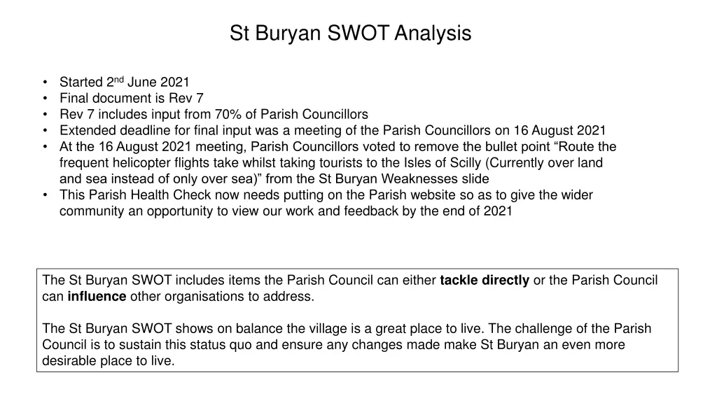 st buryan swot analysis