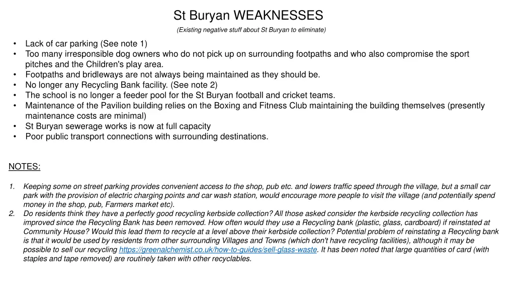 st buryan weaknesses