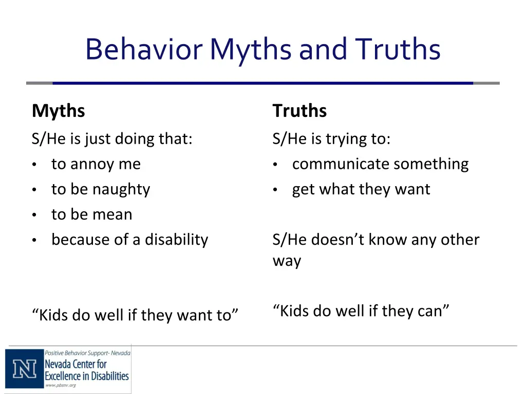 behavior myths and truths