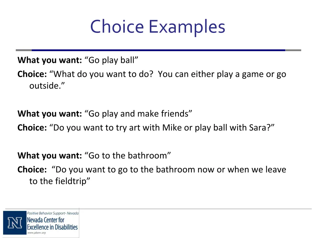 choice examples