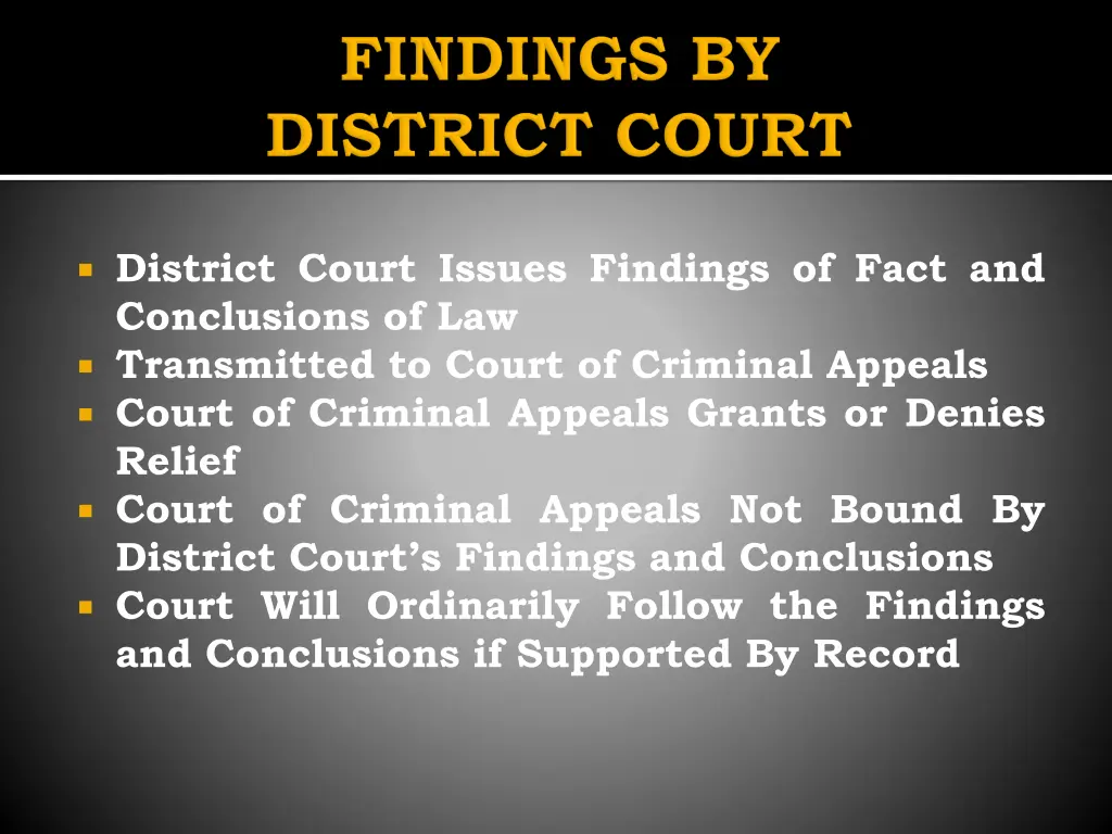 district court issues findings of fact