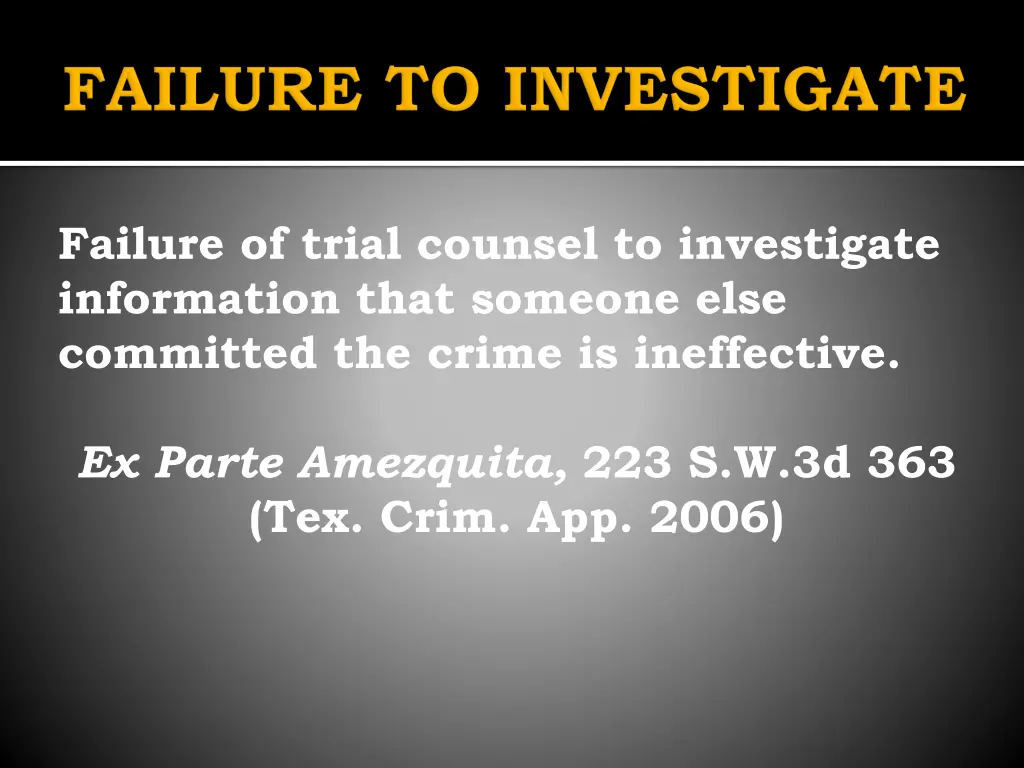 failure of trial counsel to investigate